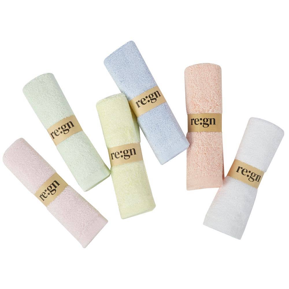 Re:gn Organic Bamboo Face Cloths – Ultra-Soft Eco Washcloths, Pastel 6 Pack
